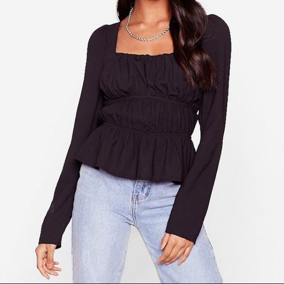 Nasty Gal Tops - NWT Nasty Gal Black Square Neck Blouse